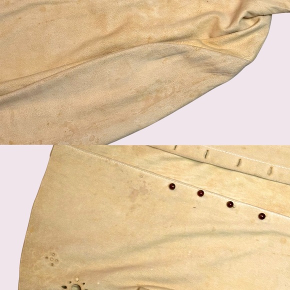 Vintage 1960s Deerskin Hooded Jacket Eyelet Flower Santa Fe Leather Co. - Picture 6 of 6